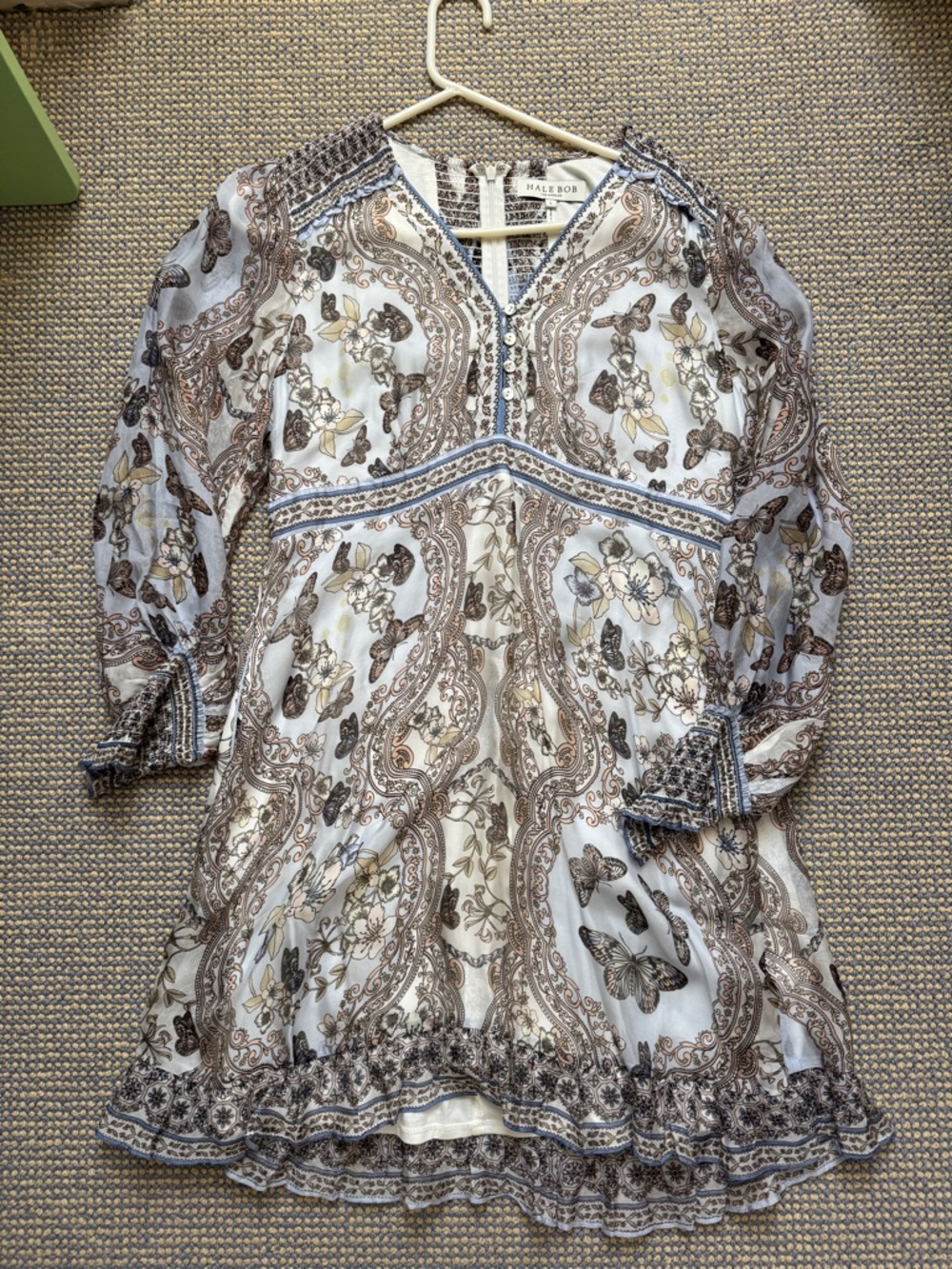 Hale Bob Cream & Brown Paisley Floral Tunic Dress